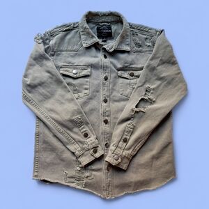 Victorious Men's Distressed Long Sleeve Denim Shirt Medium